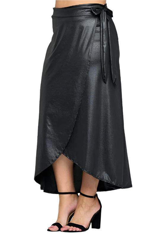 Faux Leather Maxi Wrap Skirt - VacationGrabs