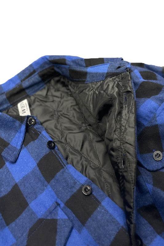 Mens Plaid Quilted Padded Flannel 4 Color Options - VacationGrabs