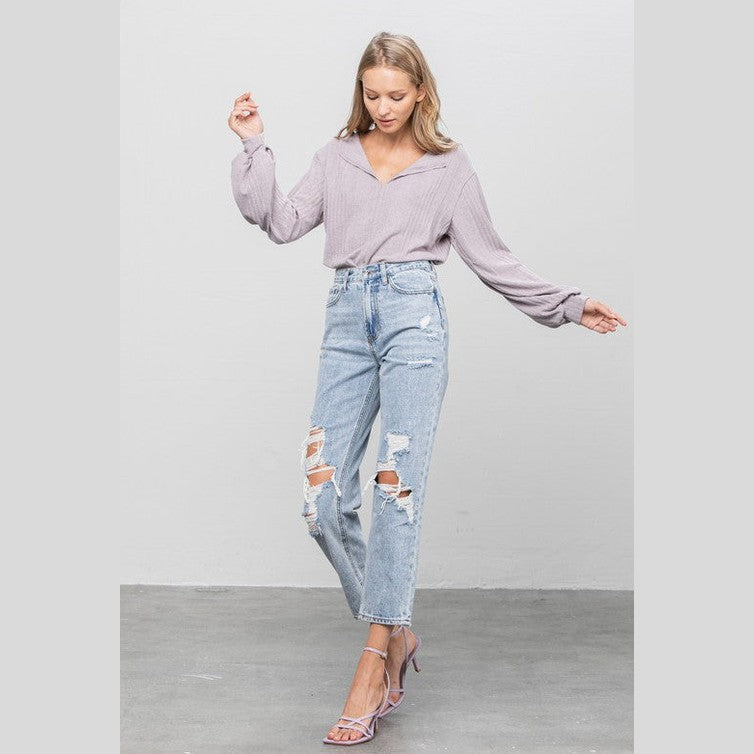 Denim Lab USA Women's Comfortable Travel Jeans with Ripped Design for Stylish Wear