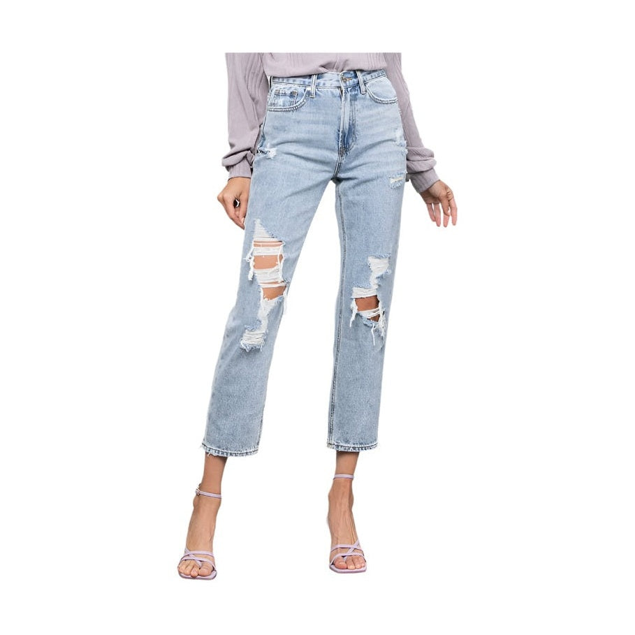 Denim Lab USA women's ripped jeans, stylish comfortable travel jeans for casual outings