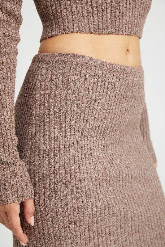 Maxi Knit Skirt With Back Slit - VacationGrabs