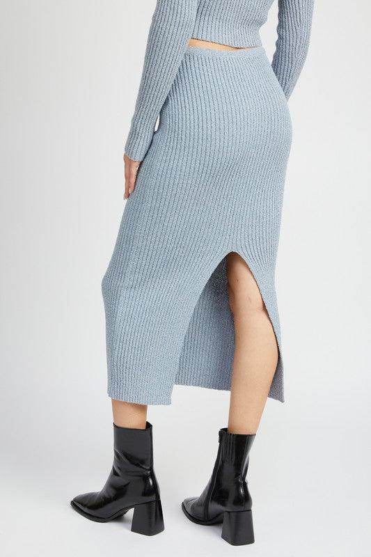Maxi Knit Skirt With Back Slit - VacationGrabs