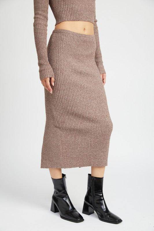 Maxi Knit Skirt With Back Slit - VacationGrabs
