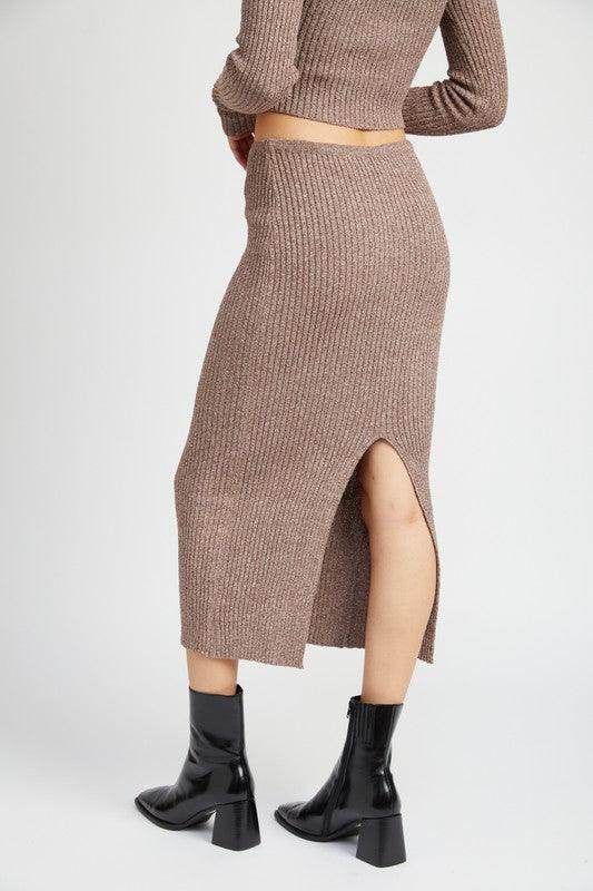 Maxi Knit Skirt With Back Slit - VacationGrabs