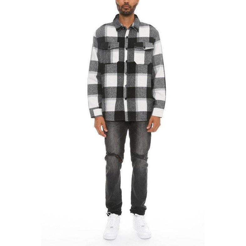Mens Checkered Soft Flannel Shacket - VacationGrabs