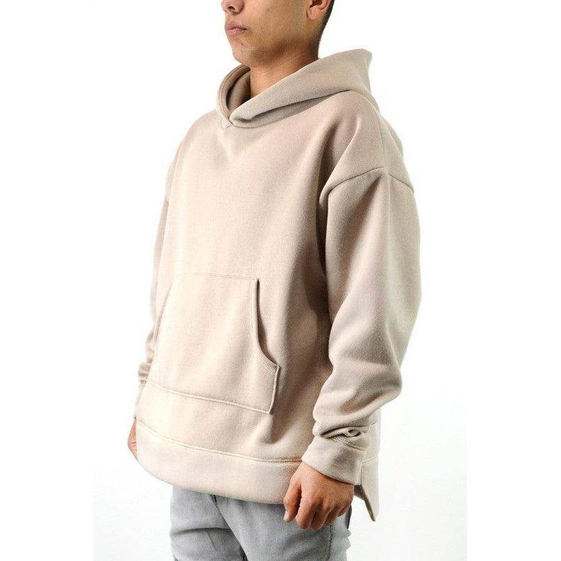 Mens Taupe Front Pouch Slouch Hoodie - VacationGrabs