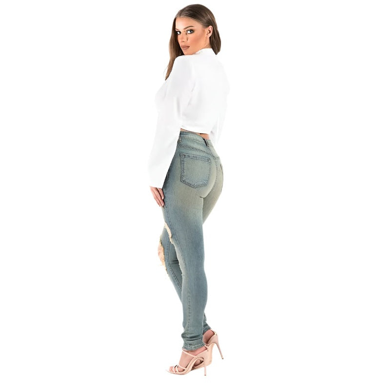 GJG Denim Women's Ripped Skinny Jeans for Vacation with a Stylish Fit and Trendy Design