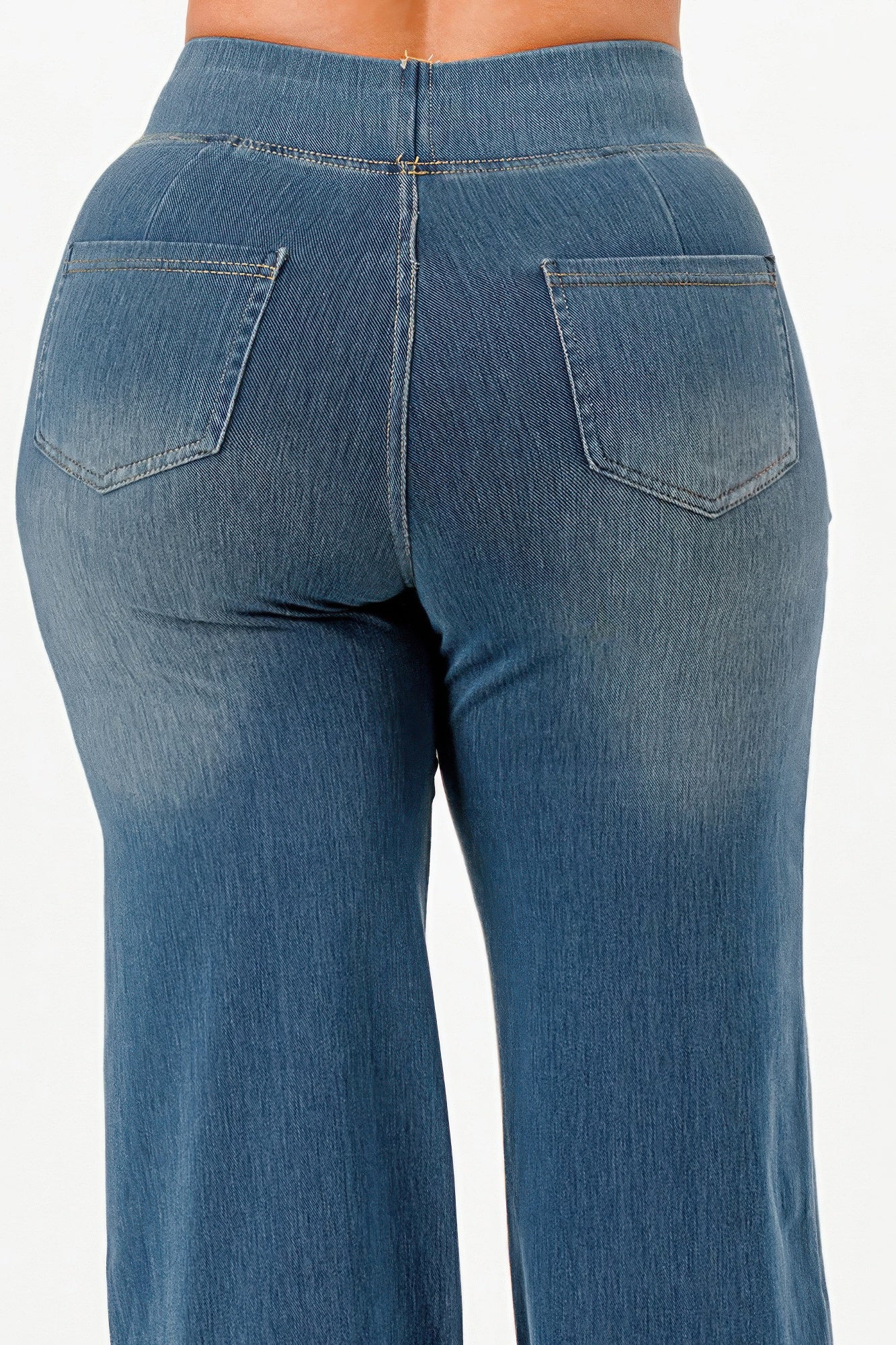 VacationGrabs ultra soft flare baggy jeans featuring a comfortable high waist and back pockets